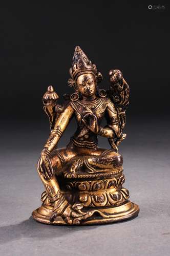 Chinese Qing Dynasty Gilt Bronze Tara