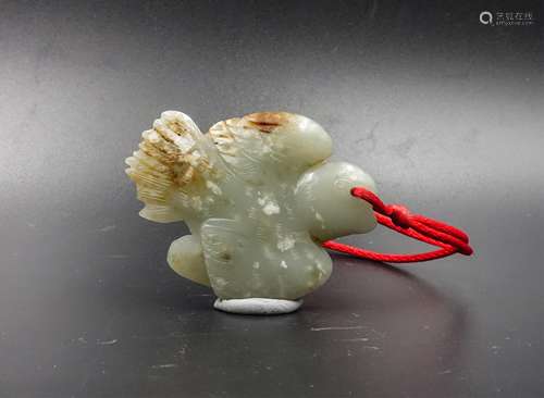 Chinese Celadon Jade Bird Pendant