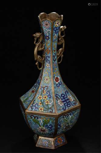 Chinese Cloisonne Enamel Dragon Vase