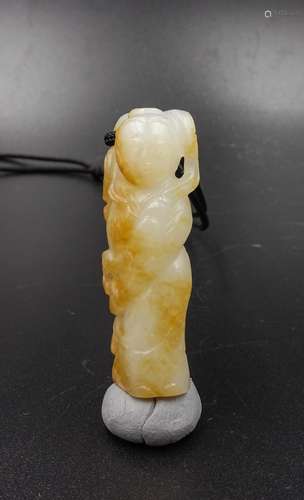 Chinese Yuan Dynasty White Jade Pendant, Boy