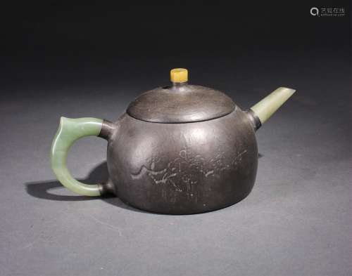 Chinese Pewter Yixing Zisha Tea Pot By Wu Yunjian