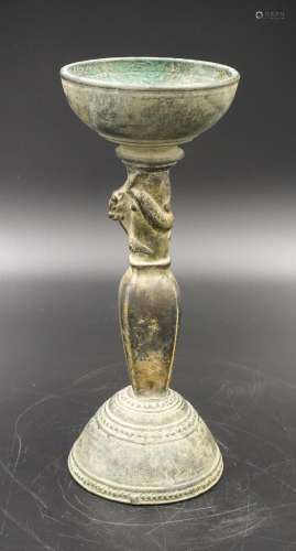 Chinese Liao Dynasty Bronze Chilong Oil Lamp