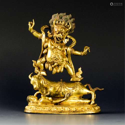 Chinese Qing Gilt Bronze Figure Of Yamantaka