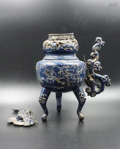 Chinese Silver Enamel Censer