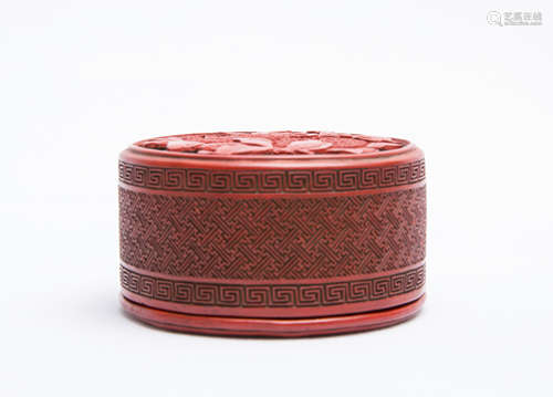 A Chinese Carved Lacquer Box with Cover