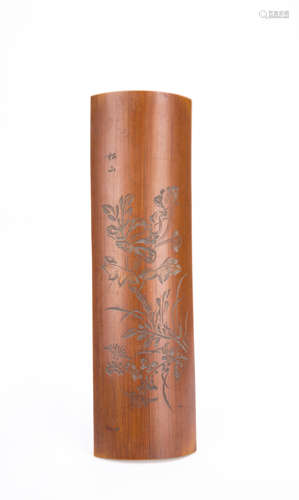 A Chinese Carved Bamboo Arm Rest