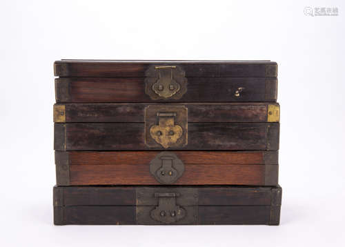 A Set of Four Chinese Hardwood Boxes