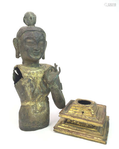 A Chinese Gilt Bronze Buddha with Base