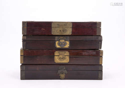 A Set of Four Chinese Hardwood Boxes