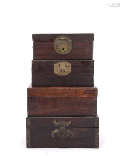 A Set of Four Chinese Hardwood Boxes