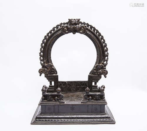 A Chinese Bronze Buddha Standing Base