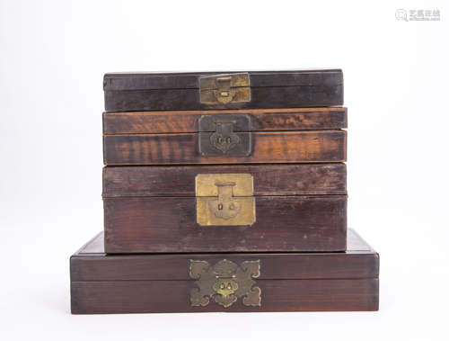 A Set of Four Chinese Hardwood Boxes