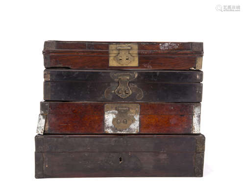 A Set of Four Chinese Hardwood Boxes