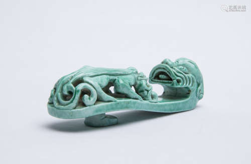 A Chinese Turquoise Glazed Dragon Belt Hook