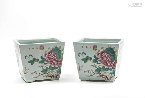 A Pair of Chinese Porcelain Jardinieres