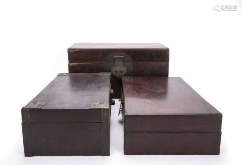 A Set of Three Chinese Hardwood Boxes