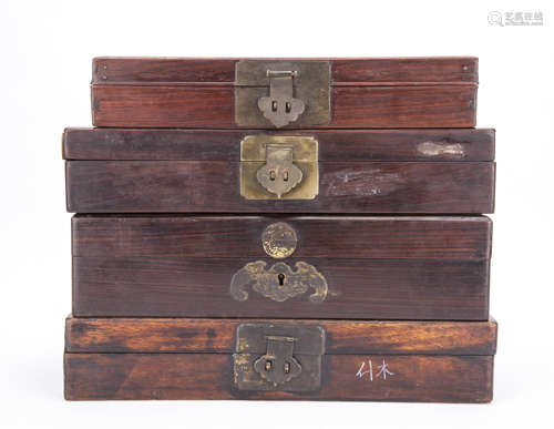 A Set of Four Chinese Hardwood Boxes