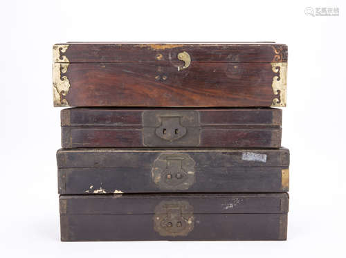 A Set of Four Chinese Hardwood Boxes