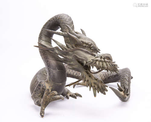 A Chinese Bronze Dragon Statue