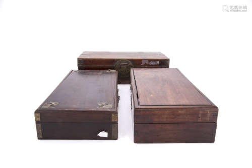 A Set of Three Chinese Hardwood Boxes