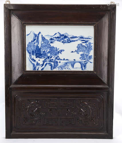 A Pair of Chinese Screen with Porcelain Plaque Insert