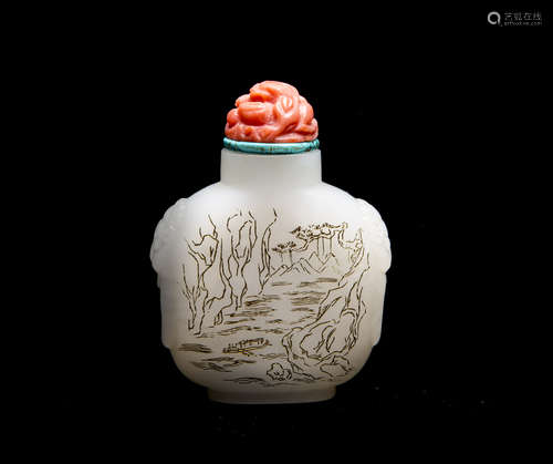 A Chinese Carved Jade Snuff Bottle