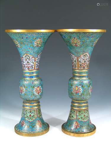 A Pair of Imperial Qianlong Cloisonne Vases. Qianlong