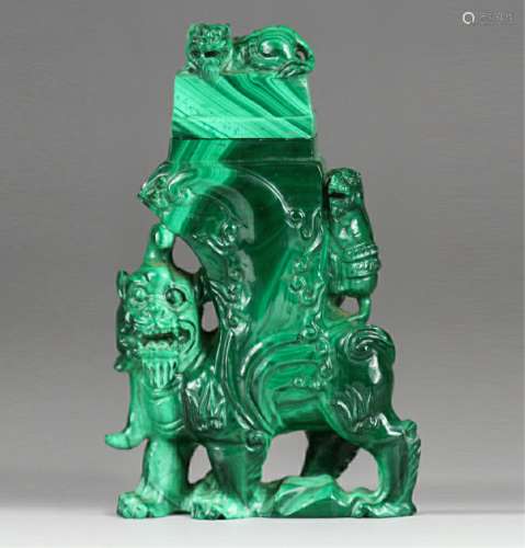 Chinese Malachite Carved Foolion