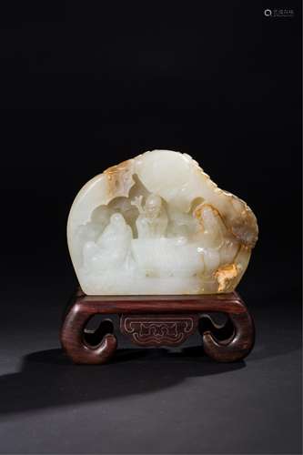 Chinese White Jade Carved Boulder