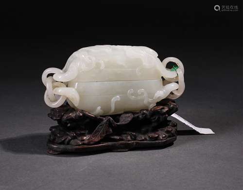 Chinese Hetian White Jade Cover Box