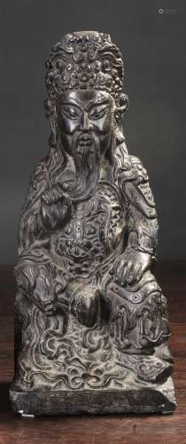 Chinese Lingbi Scholar Stone Carved Guandi