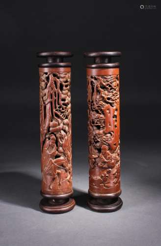 Pair Of Chinese Huangyang Wood Incense Box