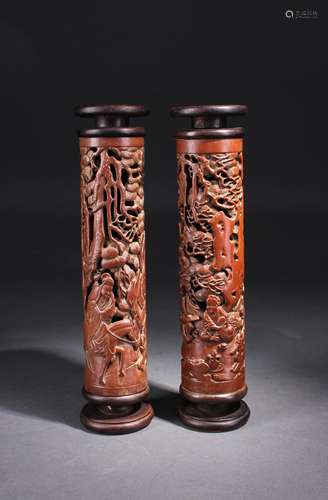 Pair Of Chinese Huangyang Wood Incense Box