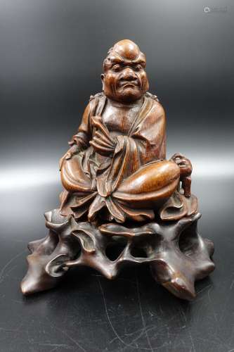 Chinese Bamboo Carved Figure Of Lohan
