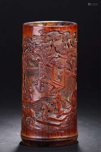 Chinese Bamboo Carved Brush Pot