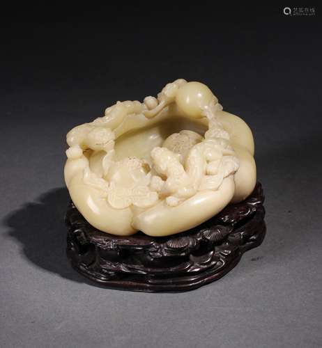 Chinese Soapstone Carved Chilong Water Coupe