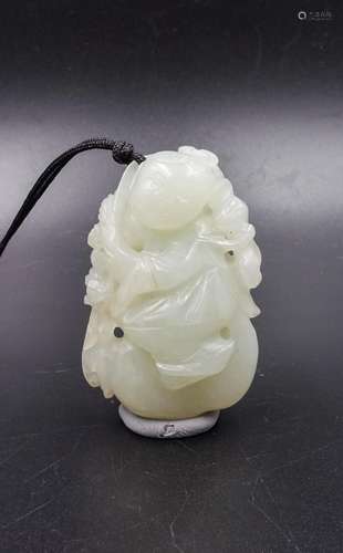 Chinese White Jade Boy Pendant