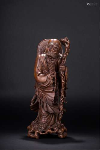 Chinese Huangyang Wood Figure Of Damo