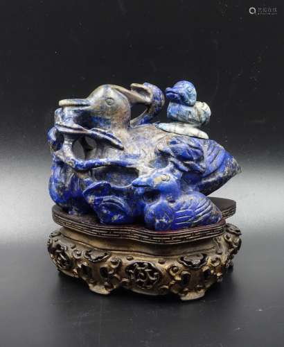 Chinese Lapis Lazuli Carved Mandarin Duck