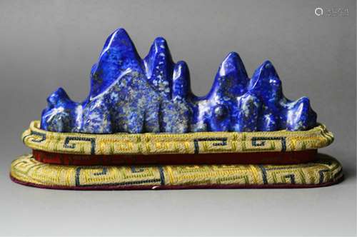 Chinese Lapis Lazuli Brush Rest With Stand