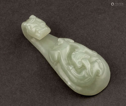 Chinese Antique 19Th Jade Garment Hook