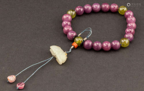 19th Chinese Antique Ruby Prayer Beads