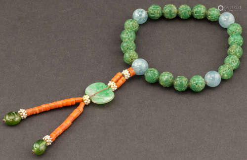 18th Chinese Antique Jade Prayer Beads