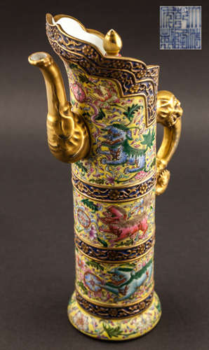 Chinese Antique Qing Dynasty Rose Famille Water Pot