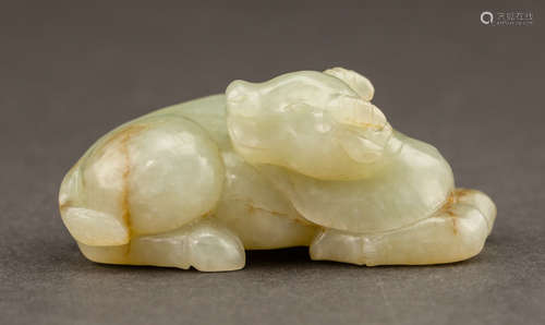 Chinese Antique 19th Carved Jade Figures