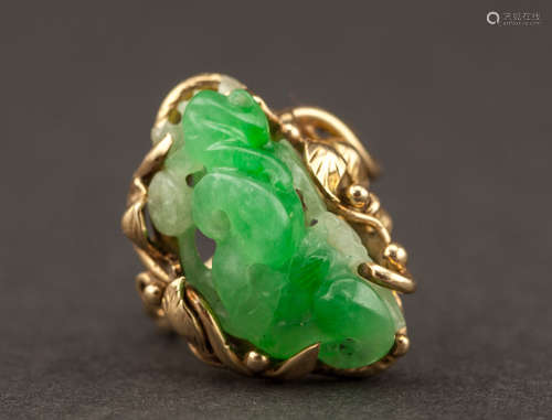 14K Yellow Gold Jade Jadeite Ring