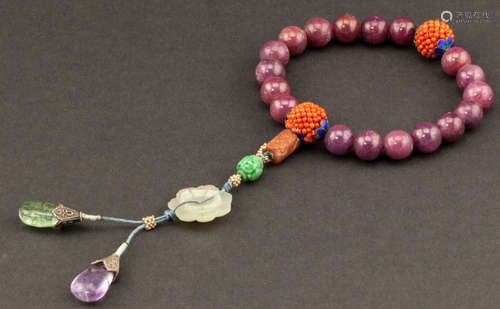 19th Chinese Antique Ruby Prayer Beads