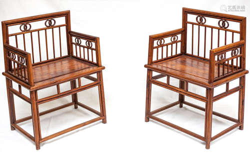 Pairs of  Chinese Antique Huanghuali Wood Chairs