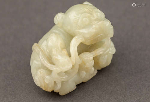 Chinese Antique 19TH Jade Mythical Beast