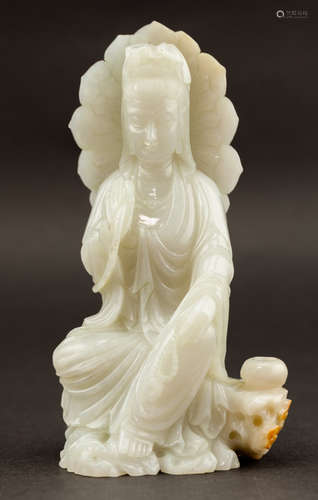 Chinese Antique 20th Jade Guanyin